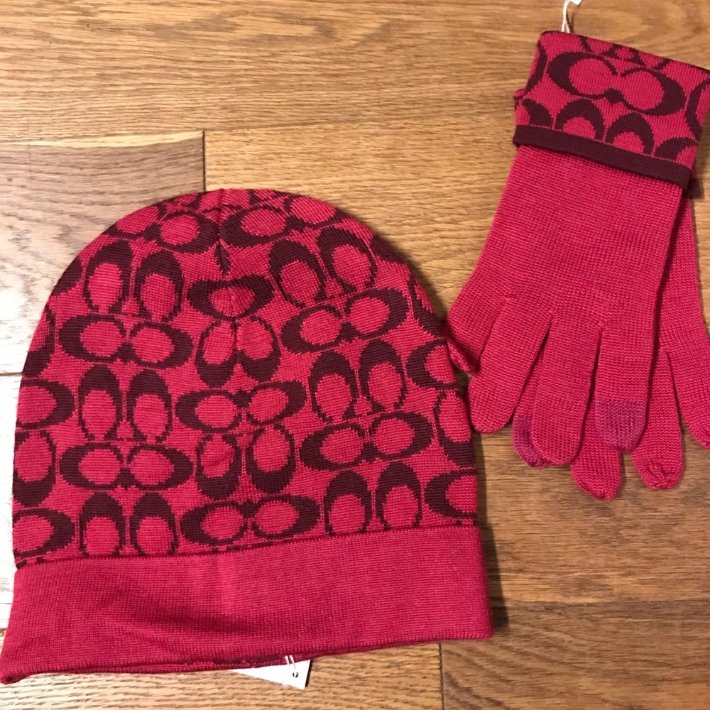 Beautiful Coach hat and glove set. Brand new!